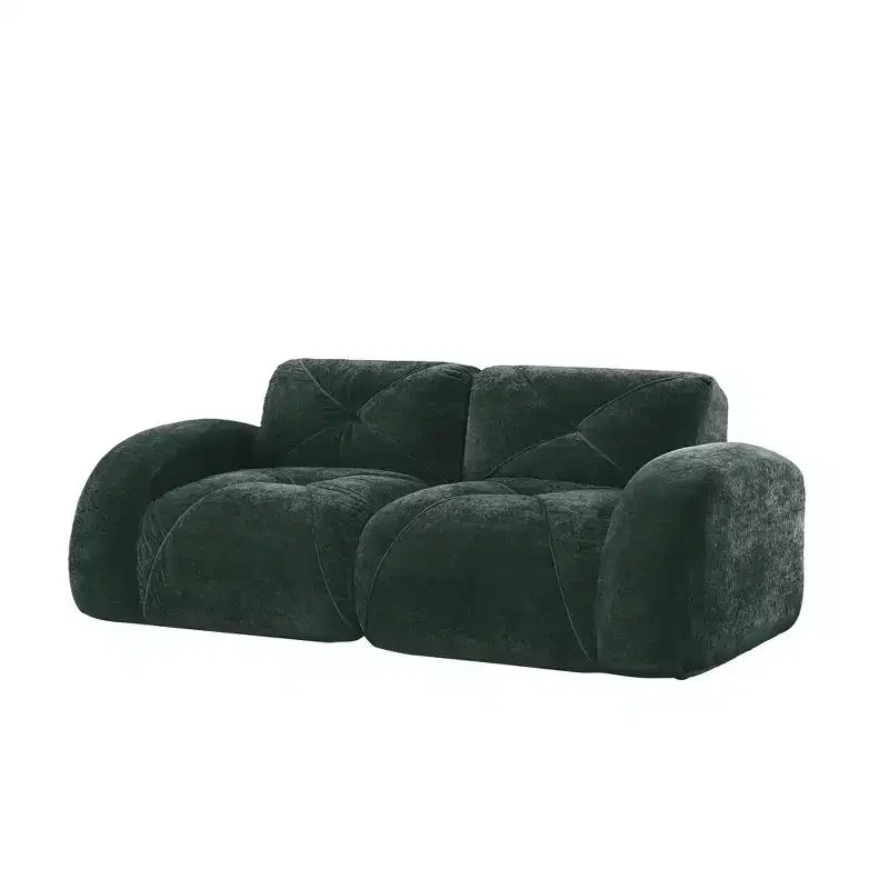 Clihome 2-Seater Tufted Sofa Couches with boneless Sofa,Soft Velvet Fabric,Bottom Anti-Slip Design,32D High Density Sponge,Ergonomic Design Bottom