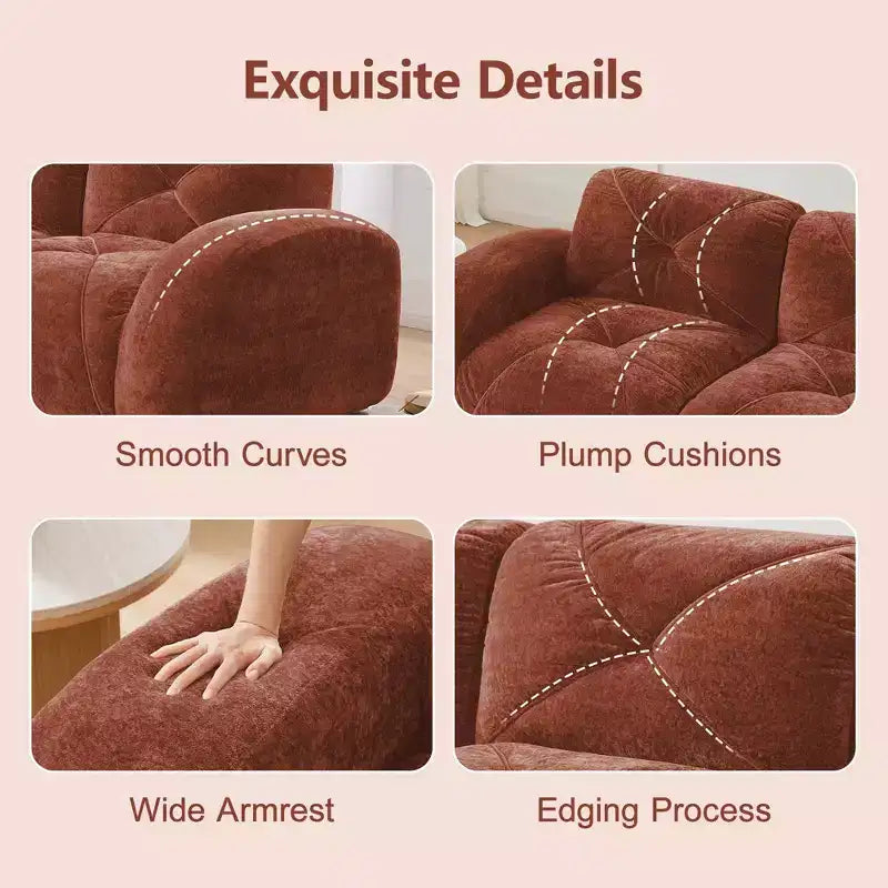 Clihome 2-Seater Tufted Sofa Couches with boneless Sofa,Soft Velvet Fabric,Bottom Anti-Slip Design,32D High Density Sponge,Ergonomic Design Bottom