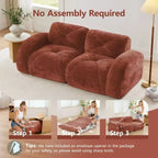 Clihome 2-Seater Tufted Sofa Couches with boneless Sofa,Soft Velvet Fabric,Bottom Anti-Slip Design,32D High Density Sponge,Ergonomic Design Bottom