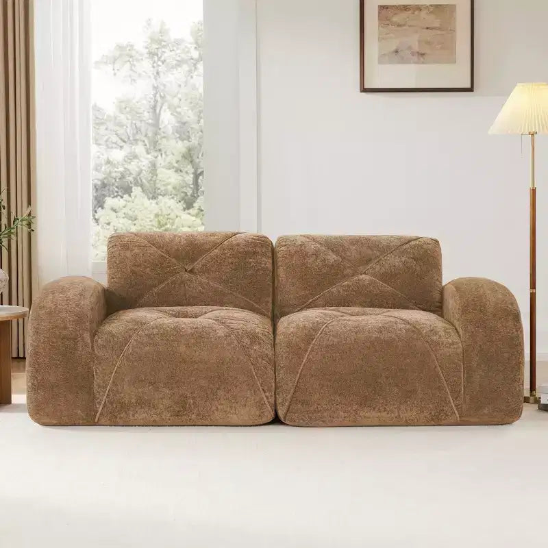 Clihome 2-Seater Tufted Sofa Couches with boneless Sofa,Soft Velvet Fabric,Bottom Anti-Slip Design,32D High Density Sponge,Ergonomic Design Bottom