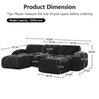 Clihome U-Shaped Boneless Sofa,Tufted Design,32D High Density Sponge,Bottom Anti-Slip Design,Free Combination,Movable Ottoman For Study & Home Theater