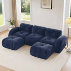 Clihome U-Shaped Boneless Sofa,Tufted Design,32D High Density Sponge,Bottom Anti-Slip Design,Free Combination,Movable Ottoman For Study & Home Theater