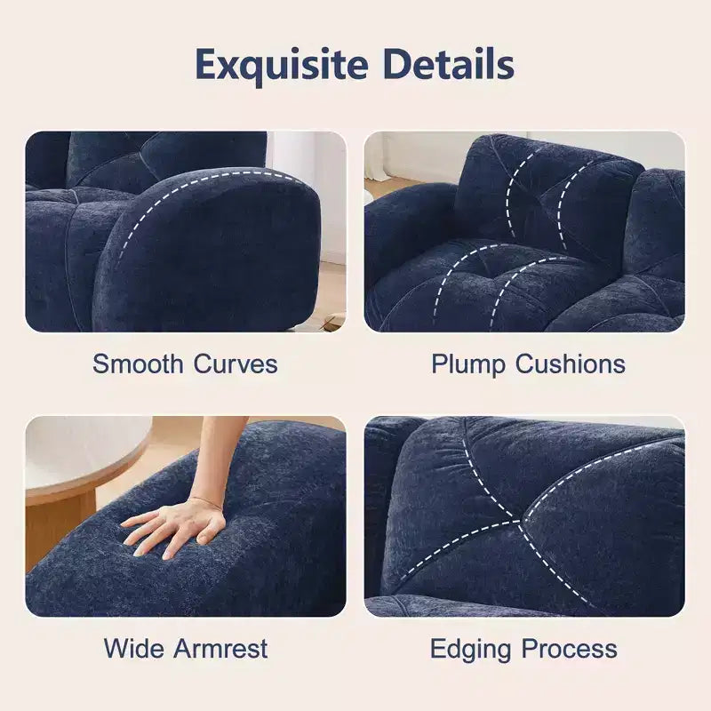 Clihome U-Shaped Boneless Sofa,Tufted Design,32D High Density Sponge,Bottom Anti-Slip Design,Free Combination,Movable Ottoman For Study & Home Theater