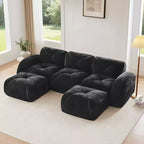 Clihome U-Shaped Boneless Sofa,Tufted Design,32D High Density Sponge,Bottom Anti-Slip Design,Free Combination,Movable Ottoman For Study & Home Theater