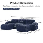 Clihome U-Shaped Boneless Sofa,Tufted Design,32D High Density Sponge,Bottom Anti-Slip Design,Free Combination,Movable Ottoman For Study & Home Theater