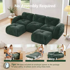 Clihome U-Shaped Boneless Sofa,Tufted Design,32D High Density Sponge,Bottom Anti-Slip Design,Free Combination,Movable Ottoman For Study & Home Theater