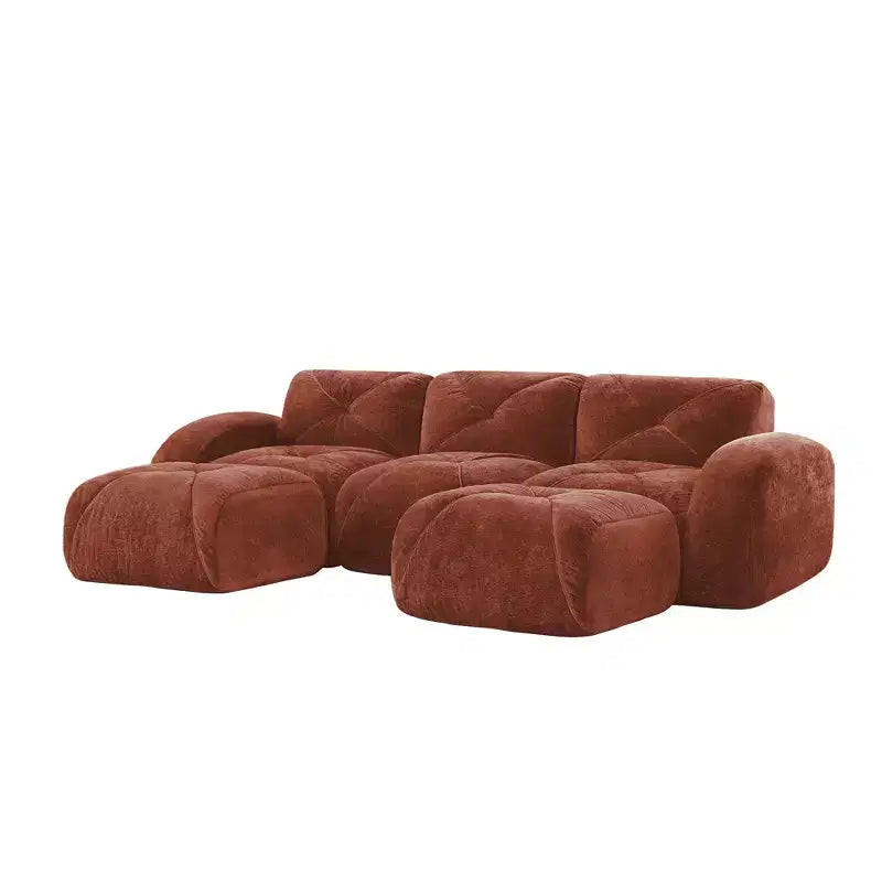 Clihome U-Shaped Boneless Sofa,Tufted Design,32D High Density Sponge,Bottom Anti-Slip Design,Free Combination,Movable Ottoman For Study & Home Theater