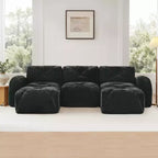 Clihome U-Shaped Boneless Sofa,Tufted Design,32D High Density Sponge,Bottom Anti-Slip Design,Free Combination,Movable Ottoman For Study & Home Theater