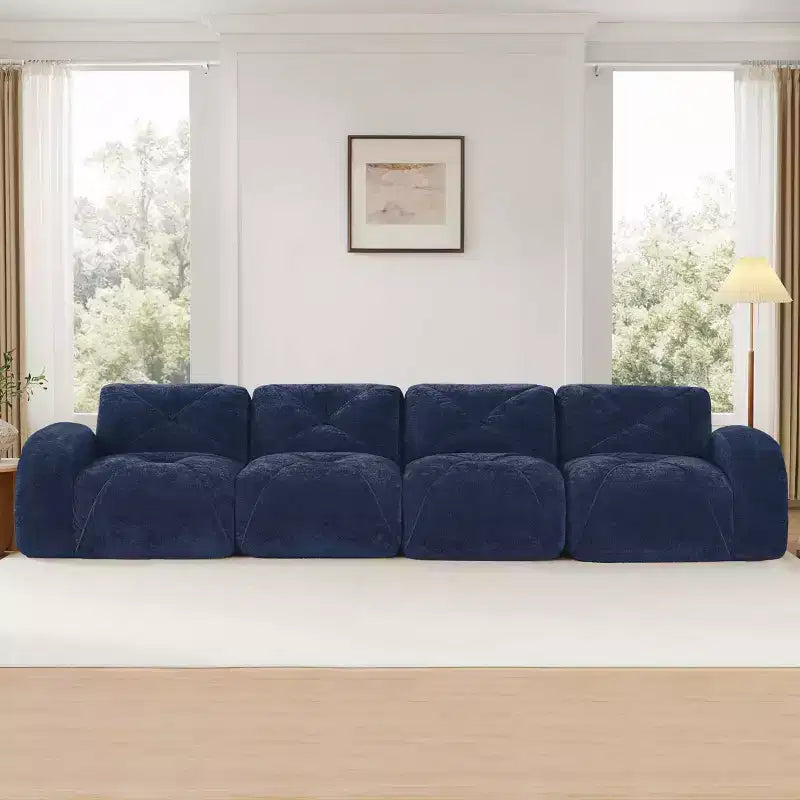 Clihome 140Soft Velvet Fabric,Boneless Sofa With Tufted,32D High Density Sponge,Ergonomic Design Bottom,Bottom Anti-Slip Design,For Living Rooms