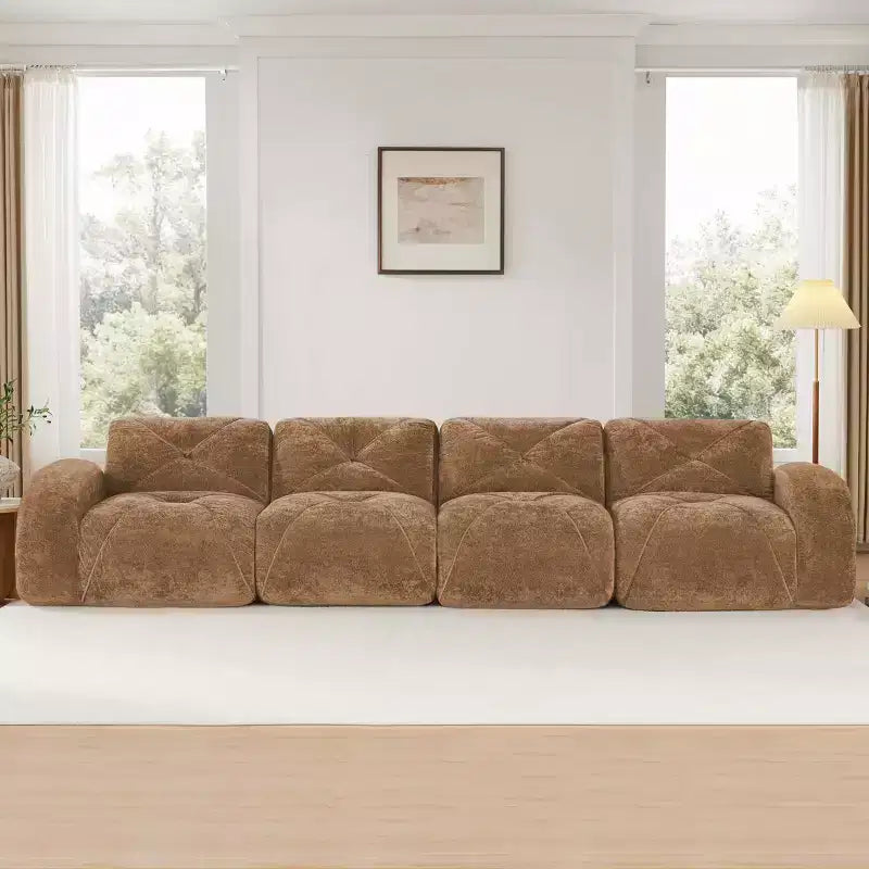 Clihome 140Soft Velvet Fabric,Boneless Sofa With Tufted,32D High Density Sponge,Ergonomic Design Bottom,Bottom Anti-Slip Design,For Living Rooms