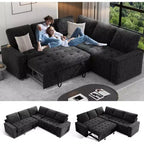 Dyonery 5 Seat L-Shaped Modular Sectional Sleeper Sofa Bed with Pull Out Bed/Reclining Backrest/USB/Storage Seat,Tool-Free Assembly