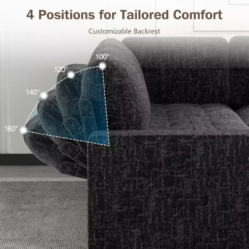 Dyonery 5 Seat L-Shaped Modular Sectional Sleeper Sofa Bed with Pull Out Bed/Reclining Backrest/USB/Storage Seat,Tool-Free Assembly