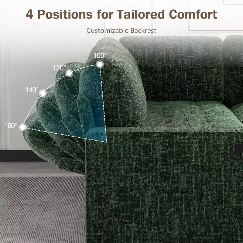 Dyonery 5 Seat L-Shaped Modular Sectional Sleeper Sofa Bed with Pull Out Bed/Reclining Backrest/USB/Storage Seat,Tool-Free Assembly
