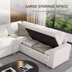 Dyonery 5 Seat L-Shaped Modular Sectional Sleeper Sofa Bed with Pull Out Bed/Reclining Backrest/USB/Storage Seat,Tool-Free Assembly