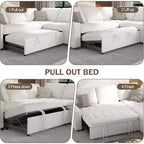 Dyonery 5 Seat L-Shaped Modular Sectional Sleeper Sofa Bed with Pull Out Bed/Reclining Backrest/USB/Storage Seat,Tool-Free Assembly
