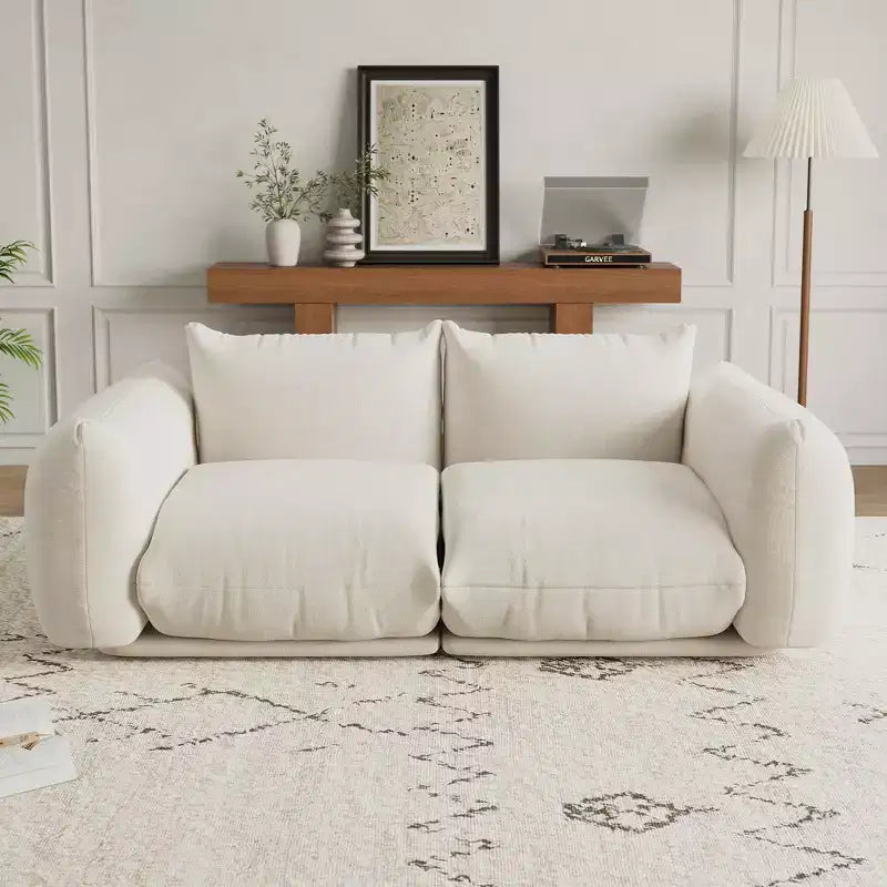 Boneless Love Seat Sofa - No Assembly Required, 75.2 Plush Chenille Cloud Couch with 23.2 Deep Seat for Small Spaces (Green)