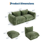 Boneless Love Seat Sofa - No Assembly Required, 75.2 Plush Chenille Cloud Couch with 23.2 Deep Seat for Small Spaces (Green)