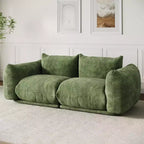 Boneless Love Seat Sofa - No Assembly Required, 75.2 Plush Chenille Cloud Couch with 23.2 Deep Seat for Small Spaces (Green)