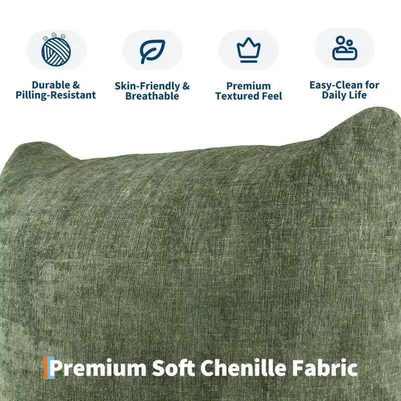 Boneless Love Seat Sofa - No Assembly Required, 75.2 Plush Chenille Cloud Couch with 23.2 Deep Seat for Small Spaces (Green)