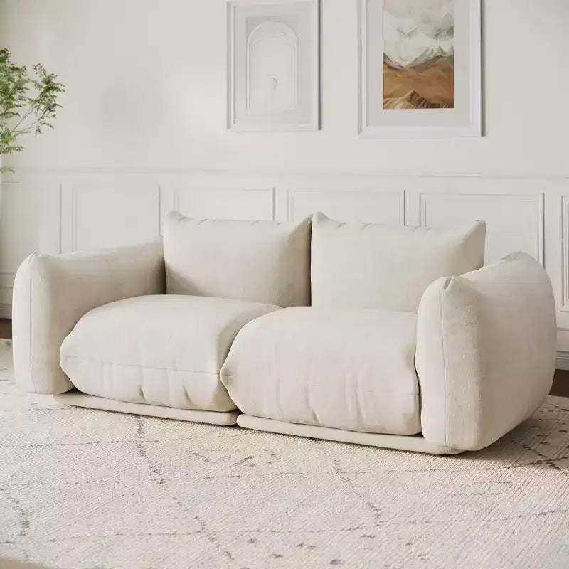 Boneless Love Seat Sofa - No Assembly Required, 75.2 Plush Chenille Cloud Couch with 23.2 Deep Seat for Small Spaces (Green)