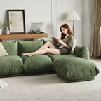 Boneless Love Seat Sofa - No Assembly Required, 75.2 Plush Chenille Cloud Couch with 23.2 Deep Seat for Small Spaces (Green)