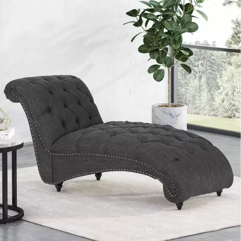 Charcoal Chaise Lounge, UV-Resistant, Comfortable, for Patio & Poolside