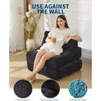 Canapé-lit pliant Acekool, fauteuil-lit convertible avec oreiller et poche latérale, matelas pliable, chaise longue de sol portable pour petits espaces