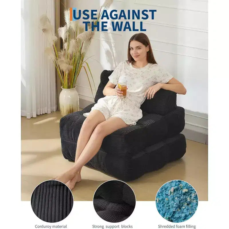 Canapé-lit pliant Acekool, fauteuil-lit convertible avec oreiller et poche latérale, matelas pliable, chaise longue de sol portable pour petits espaces
