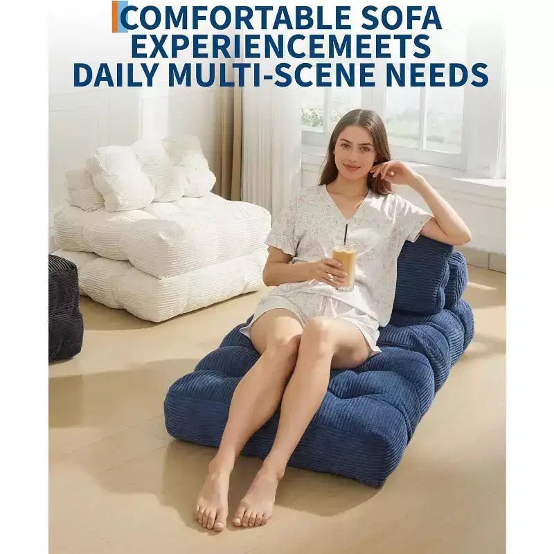 Canapé-lit pliant Acekool, fauteuil-lit convertible avec oreiller et poche latérale, matelas pliable, chaise longue de sol portable pour petits espaces