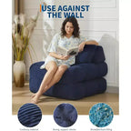 Canapé-lit pliant Acekool, fauteuil-lit convertible avec oreiller et poche latérale, matelas pliable, chaise longue de sol portable pour petits espaces