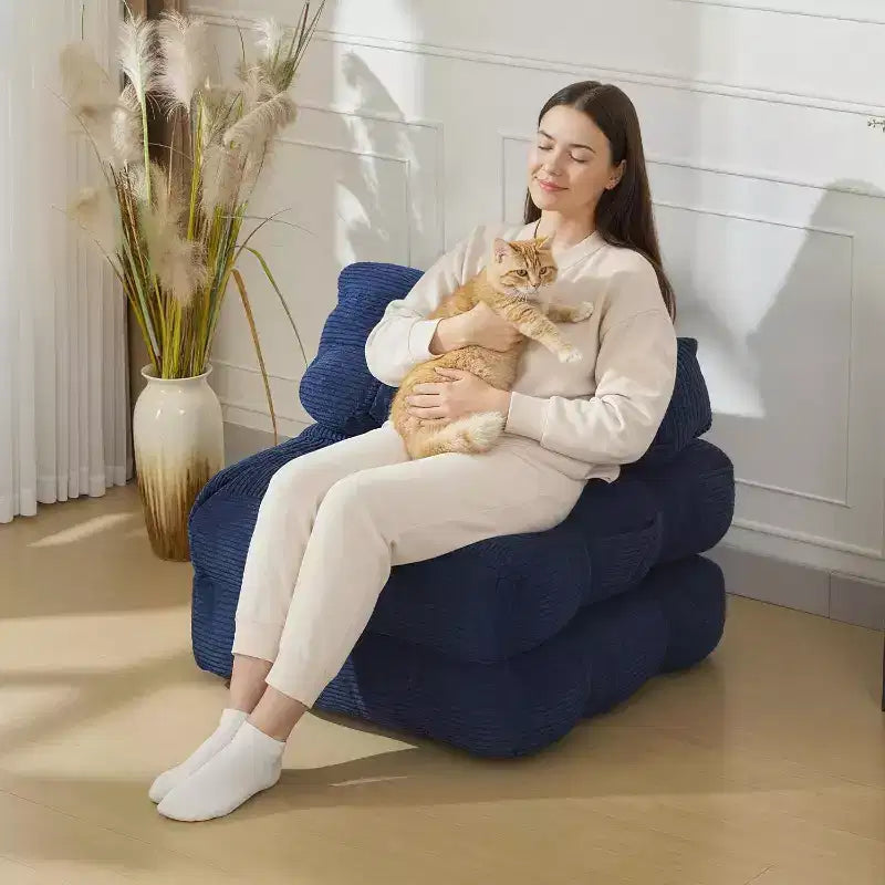 Canapé-lit pliant Acekool, fauteuil-lit convertible avec oreiller et poche latérale, matelas pliable, chaise longue de sol portable pour petits espaces