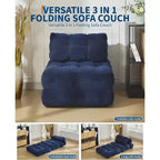 Canapé-lit pliant Acekool, fauteuil-lit convertible avec oreiller et poche latérale, matelas pliable, chaise longue de sol portable pour petits espaces