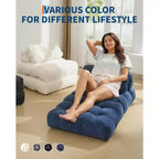 Canapé-lit pliant Acekool, fauteuil-lit convertible avec oreiller et poche latérale, matelas pliable, chaise longue de sol portable pour petits espaces