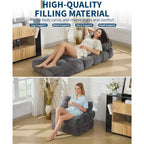 Canapé-lit pliant Acekool, fauteuil-lit convertible avec oreiller et poche latérale, matelas pliable, chaise longue de sol portable pour petits espaces