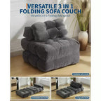 Canapé-lit pliant Acekool, fauteuil-lit convertible avec oreiller et poche latérale, matelas pliable, chaise longue de sol portable pour petits espaces