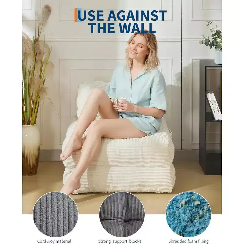 Canapé-lit pliant Acekool, fauteuil-lit convertible avec oreiller et poche latérale, matelas pliable, chaise longue de sol portable pour petits espaces