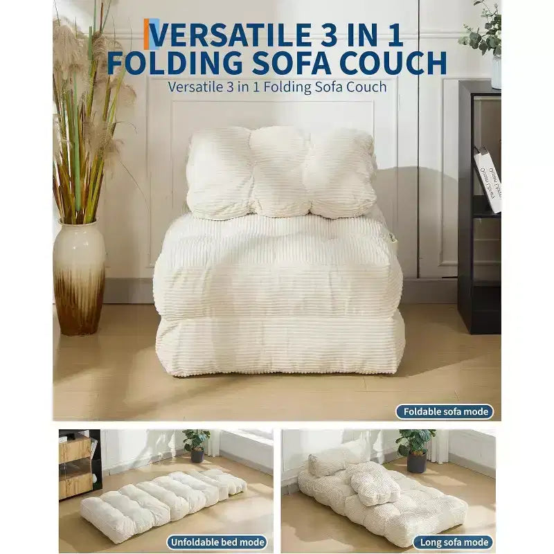Canapé-lit pliant Acekool, fauteuil-lit convertible avec oreiller et poche latérale, matelas pliable, chaise longue de sol portable pour petits espaces