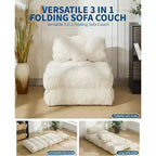 Canapé-lit pliant Acekool, fauteuil-lit convertible avec oreiller et poche latérale, matelas pliable, chaise longue de sol portable pour petits espaces