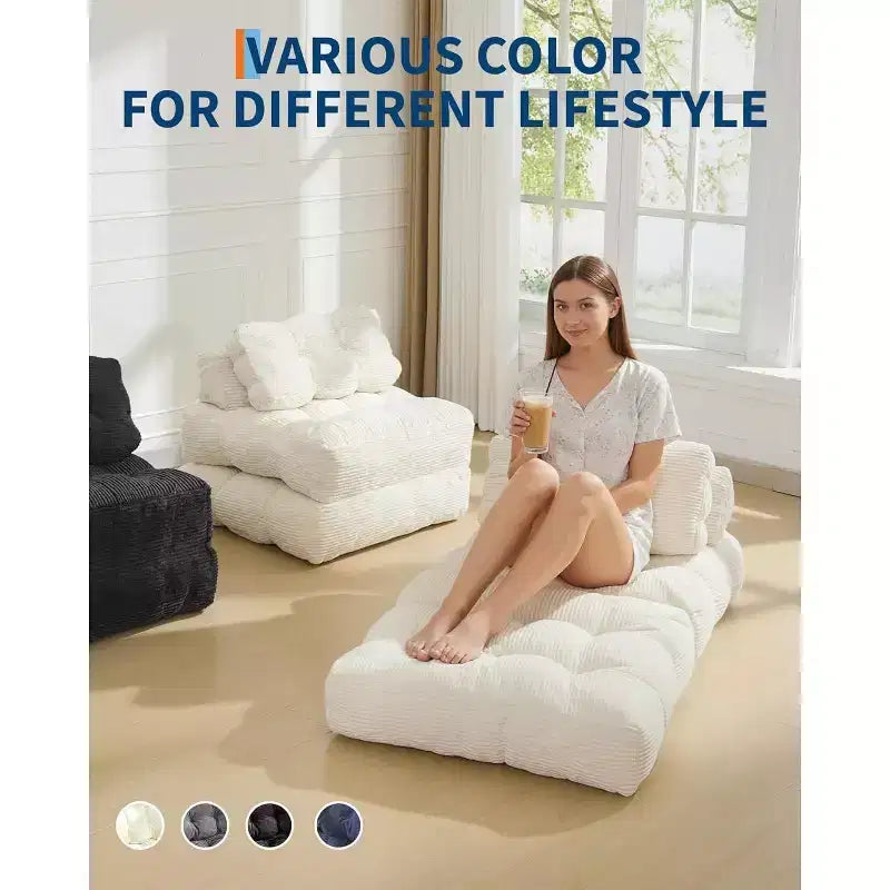 Canapé-lit pliant Acekool, fauteuil-lit convertible avec oreiller et poche latérale, matelas pliable, chaise longue de sol portable pour petits espaces