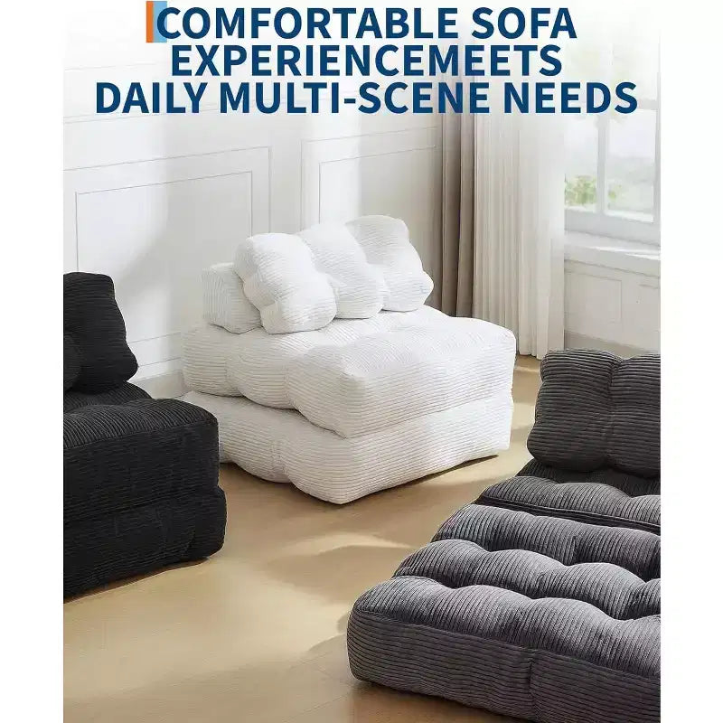 Canapé-lit pliant Acekool, fauteuil-lit convertible avec oreiller et poche latérale, matelas pliable, chaise longue de sol portable pour petits espaces