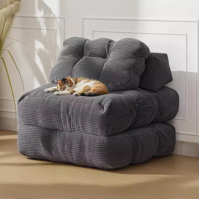 Acekool Folding Sofa Bed, Convertible Sleeper Chair with Pillow and Side Pocket, Collapsible Mattress Design, Portable Floor Lounger for Small Spaces