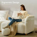 Modern Boucle Sofa with Extra-Thick Plush Cushion and Deeper Seat, 91.75W, Beige, Solid Wood Legs,Morden Fort
