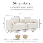 Modern Boucle Sofa with Extra-Thick Plush Cushion and Deeper Seat, 91.75W, Beige, Solid Wood Legs,Morden Fort