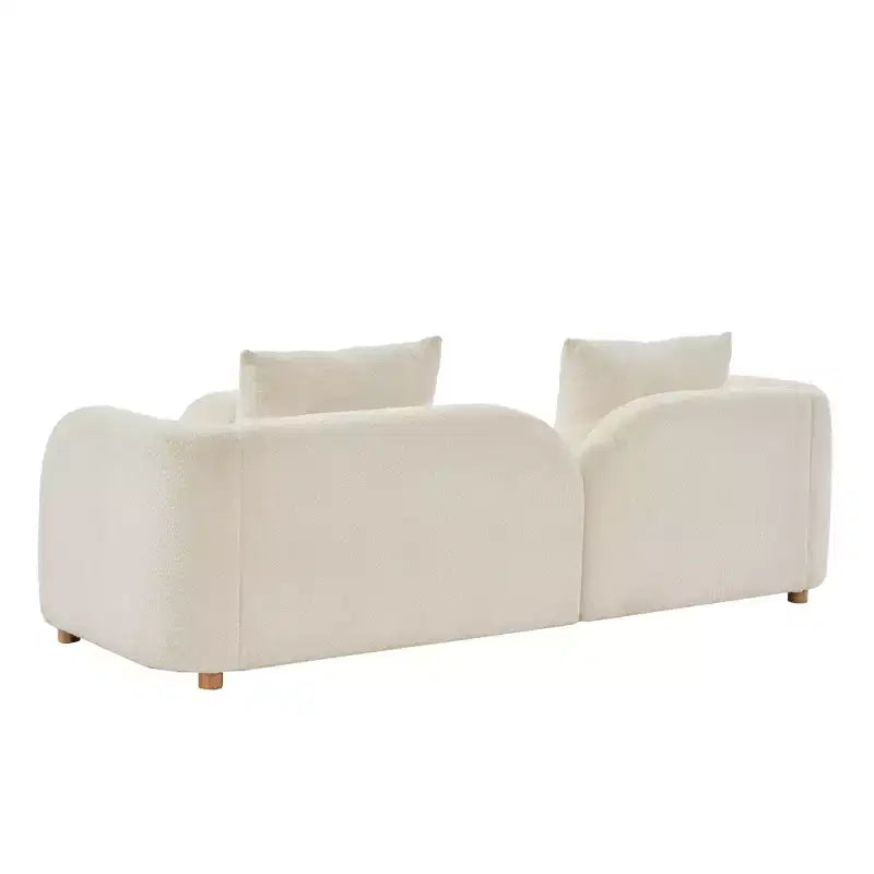Modern Boucle Sofa with Extra-Thick Plush Cushion and Deeper Seat, 91.75W, Beige, Solid Wood Legs,Morden Fort