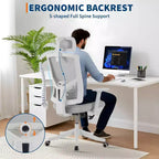 Ergonomic Mesh Desk Chair | Padded Headrest & Wheels | Gaming/Office Chair for E-Sport Room, Office, Bedroom