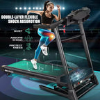 KRISRATE Treadmill with 15% Auto Incline & Large LED Display & Smart App & Bluetooth Speaker, 4.5HP Heavy Duty Folding Treadmill for Home Gym