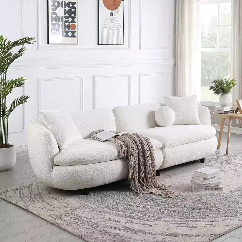 Canapé rond Probe Hues de 89 pouces, canapé rembourré de style moderne à 3 places avec 2 oreillers