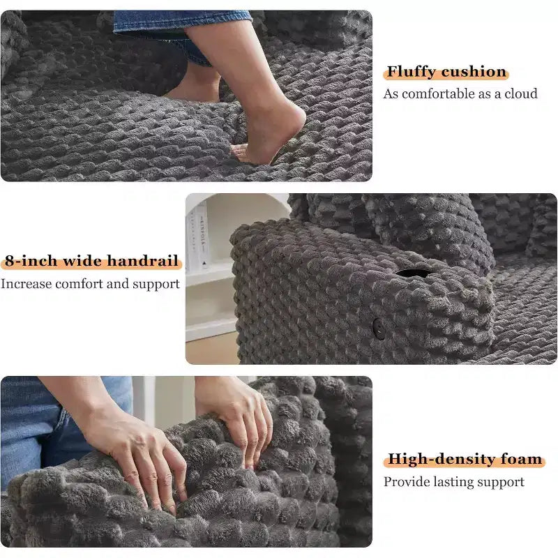 60 Inch Chaise Lounge sofa, Upholstered Sleeper Sofa Bed with Throw Pillows & Armrests, Comfy Reading sofa for Living Room and Bedroom