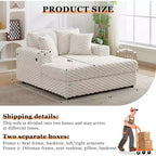 60 Inch Chaise Lounge sofa, Upholstered Sleeper Sofa Bed with Throw Pillows & Armrests, Comfy Reading sofa for Living Room and Bedroom