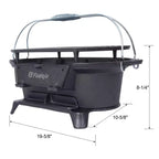 Gril de table d'extérieur ovale/rectangulaire en fonte, plancha de table au charbon de bois pour camping, fêtes, barbecue portable, poêle émaillée avec poignée